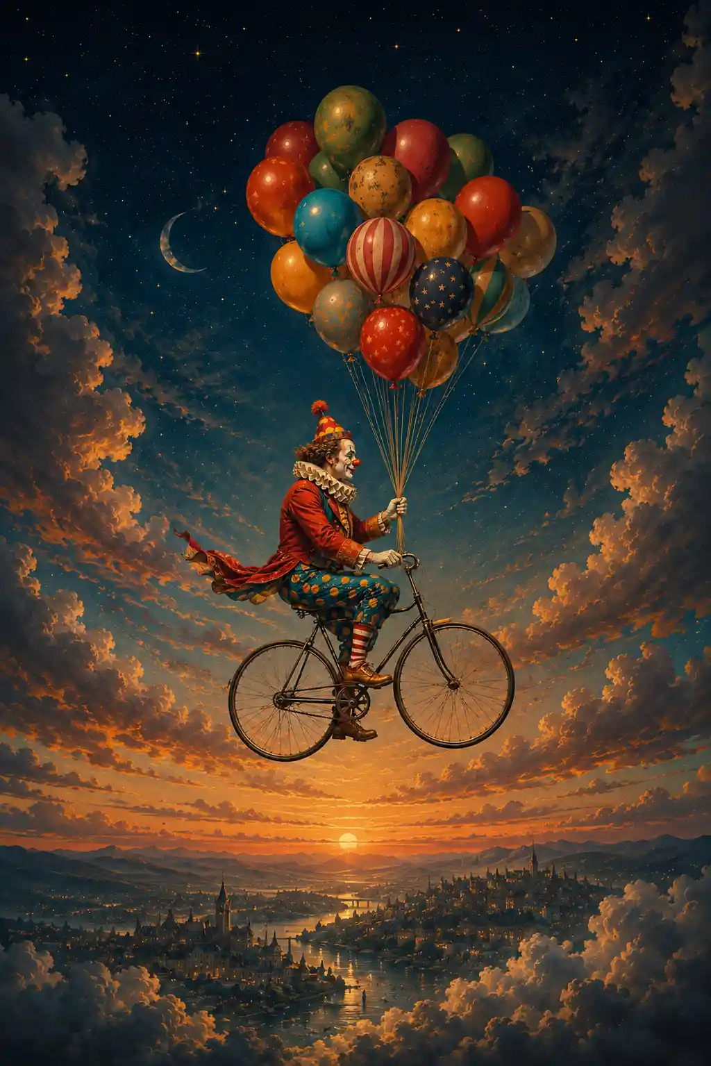 Epic wide shot painting with centered subject composition
