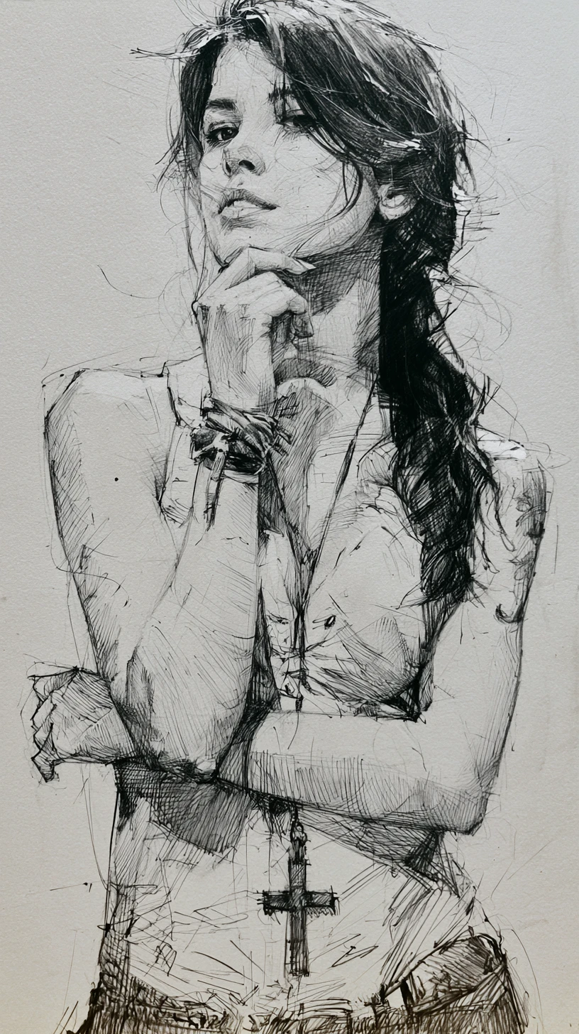 Beautiful young woman between love and simmering hate