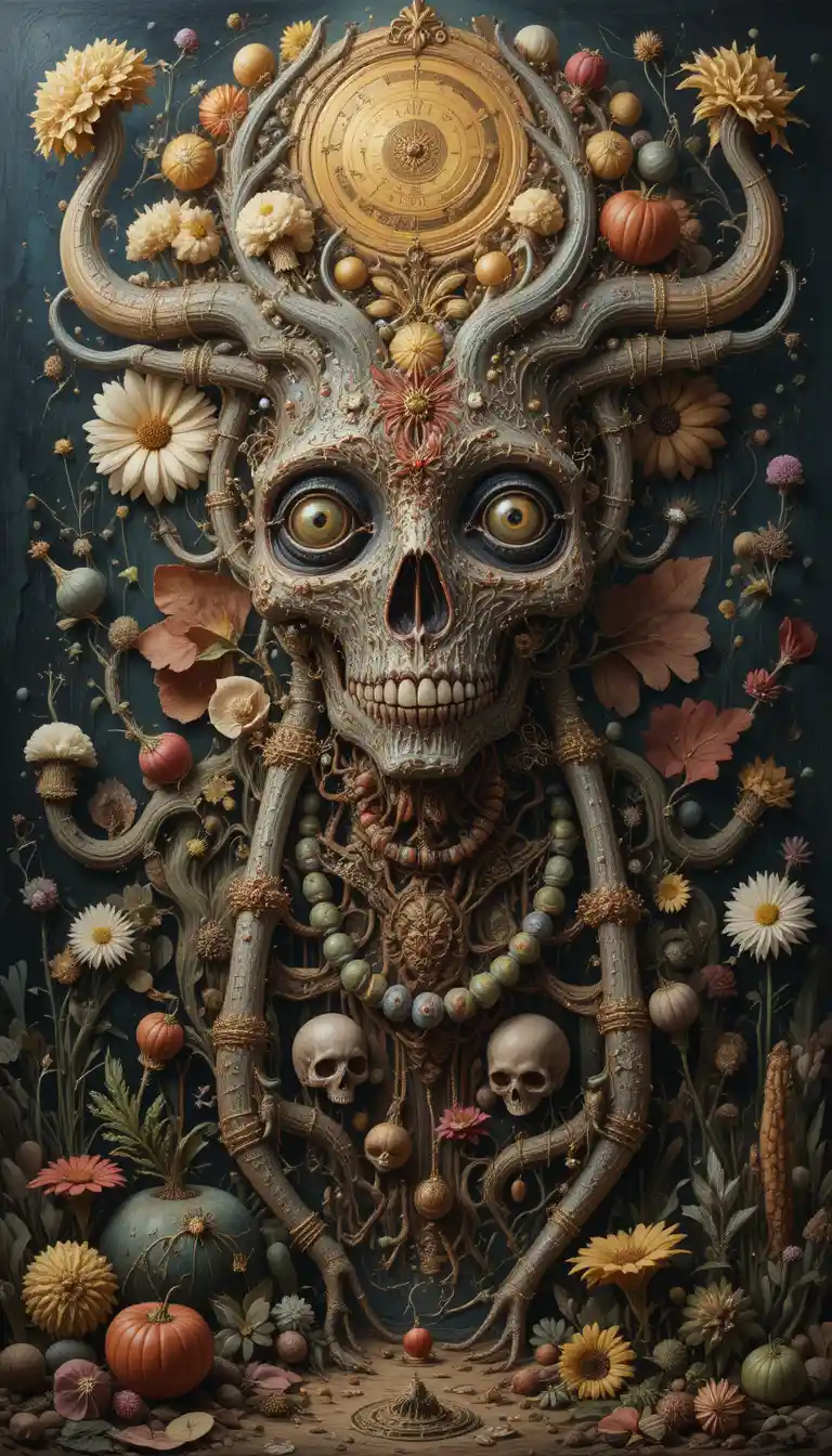 Surreal oil painting of abstract intertwined lifeforms