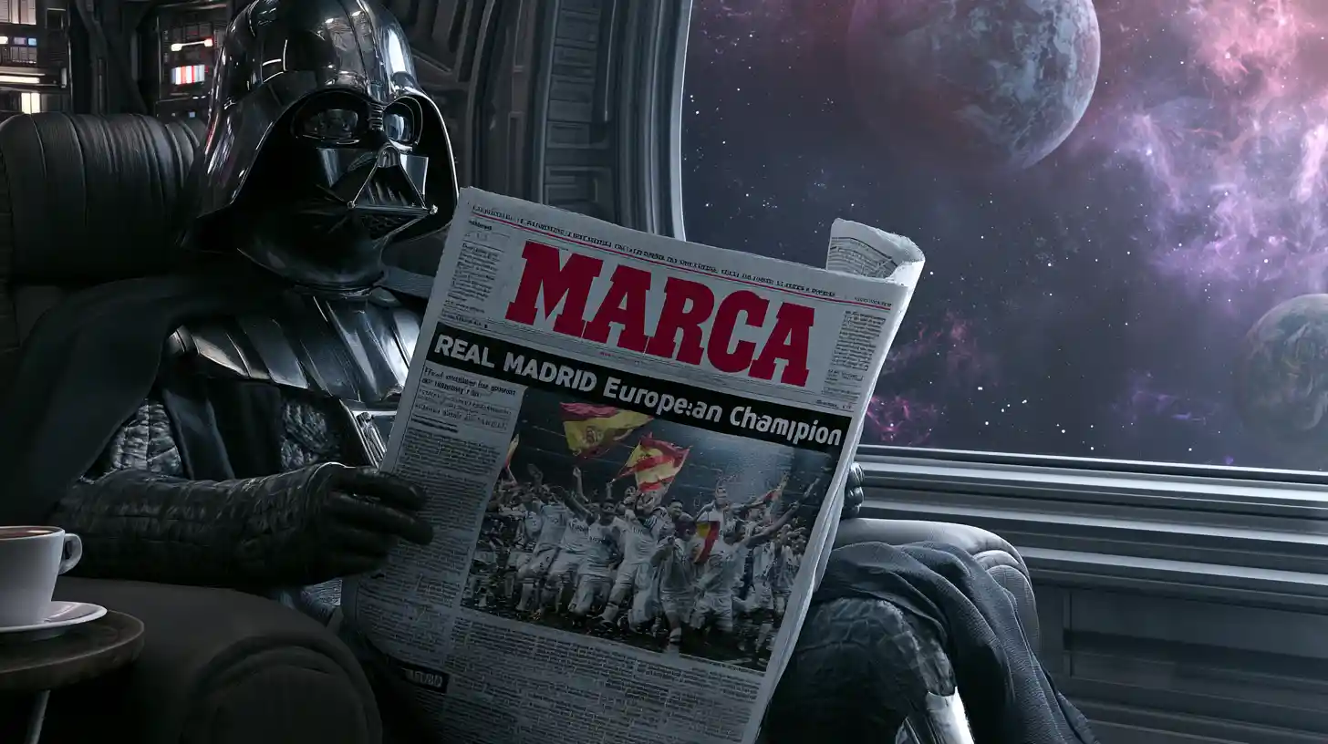 Man relaxing in an armchair reading a sports newspaper