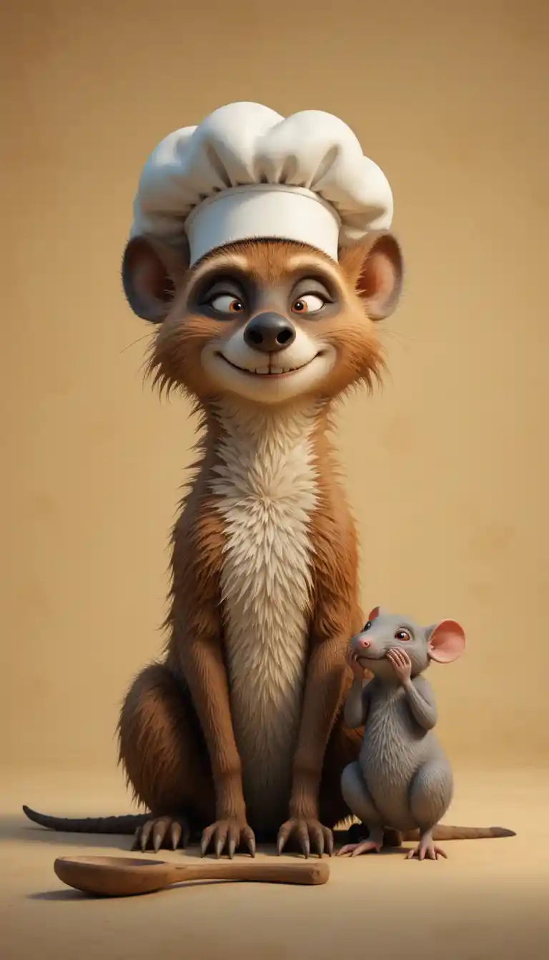 Cheeky 3D Hyena Chef With Facepalming Rat Companion