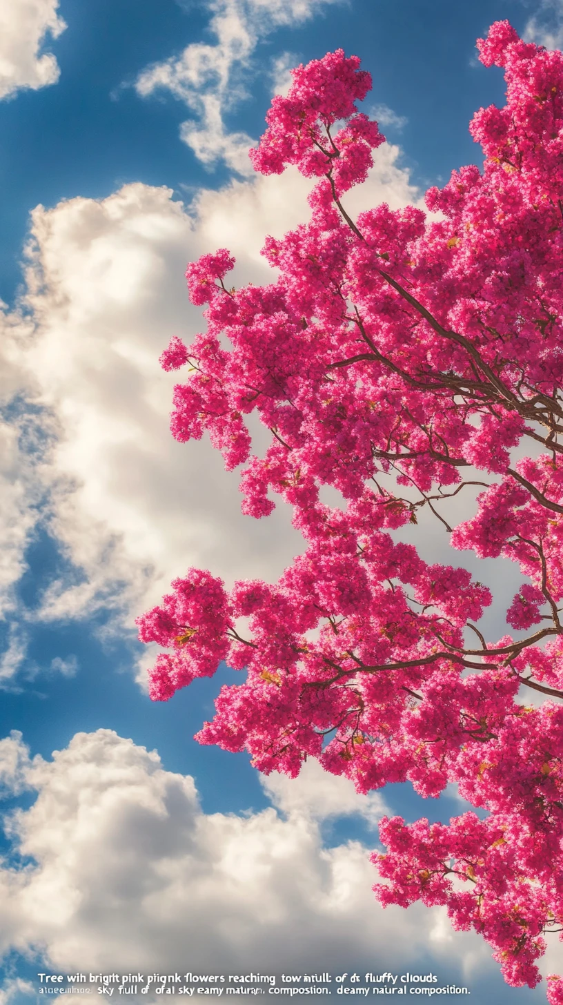 Árbol con flores rosas bajo un cielo suave y nublado