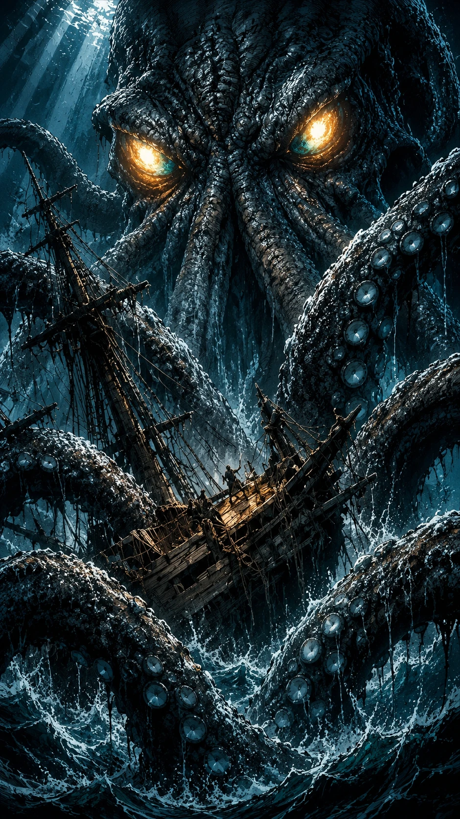 Ilustração de fantasia sombria em estilo inspirado em graphic novel