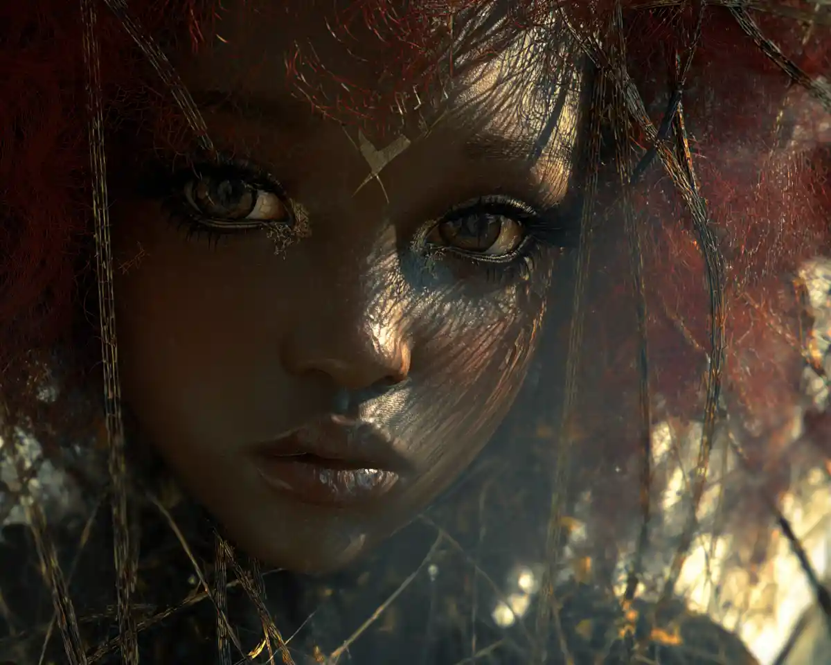 Dark skinned angelic woman in surreal Japanese night
