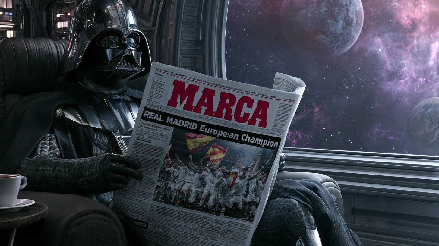 Man relaxing in an armchair reading a sports newspaper