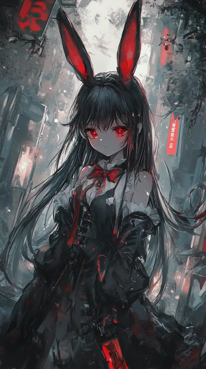 Anime girl with rabbit ears in ornate fantasy outfit