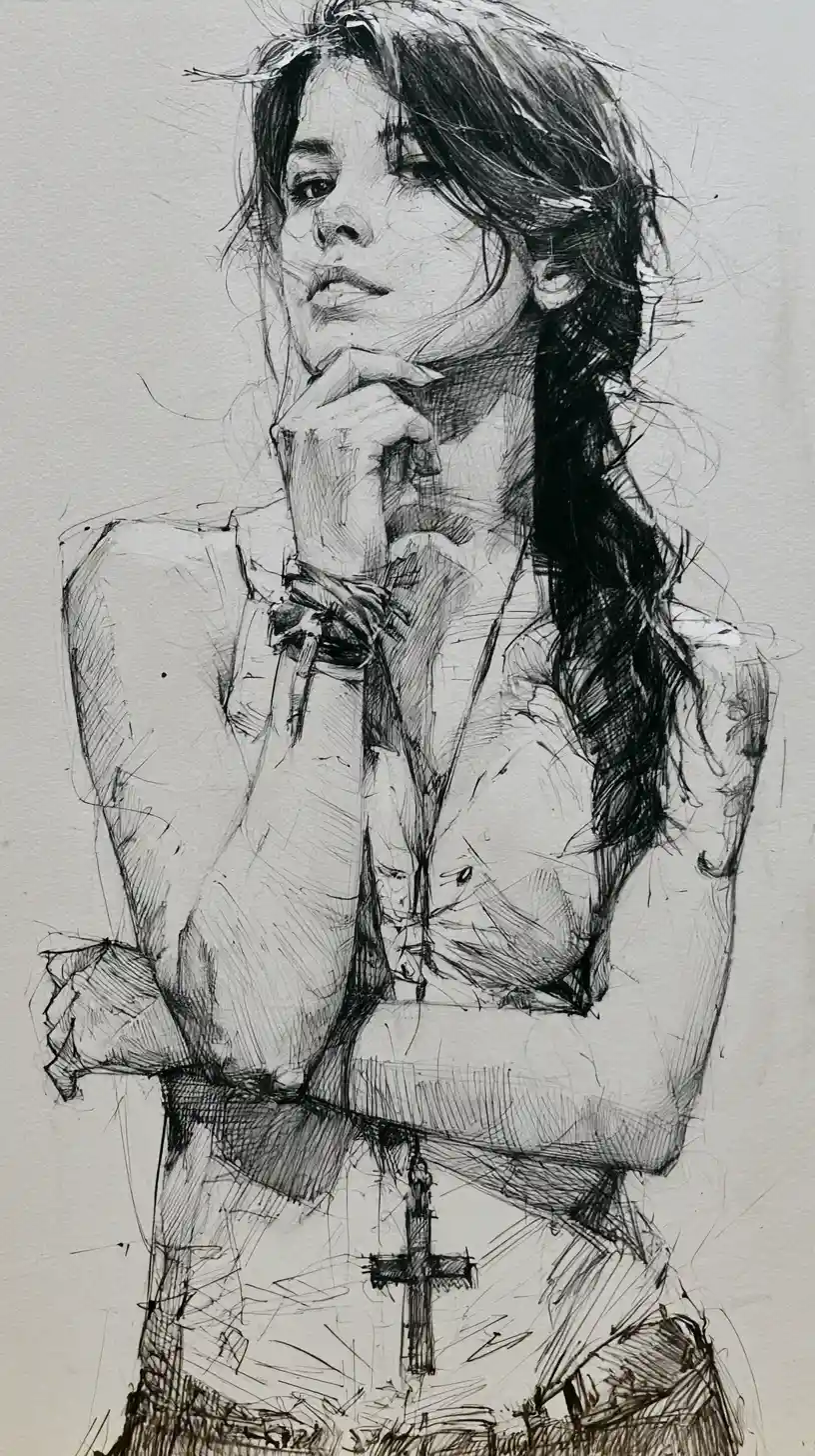 Beautiful young woman between love and simmering hate