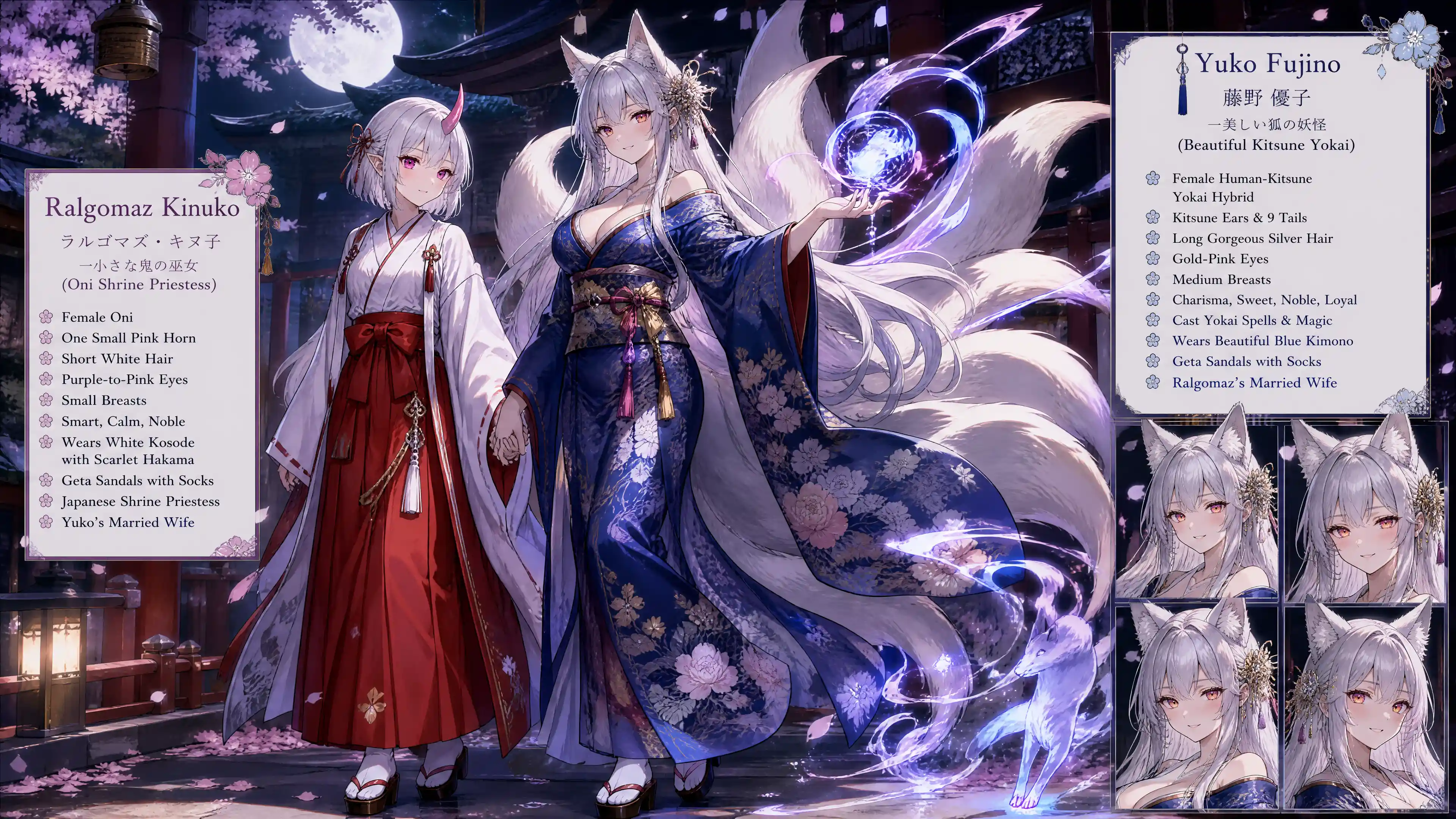 身穿白色小袖與絳紅袴的日本鬼巫女