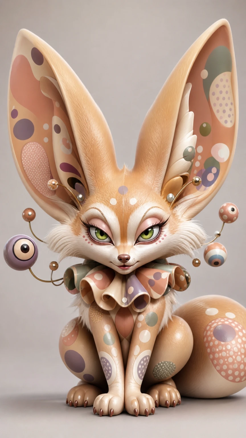 섬뜩한 표정의 3D 카툰 사막여우 초상