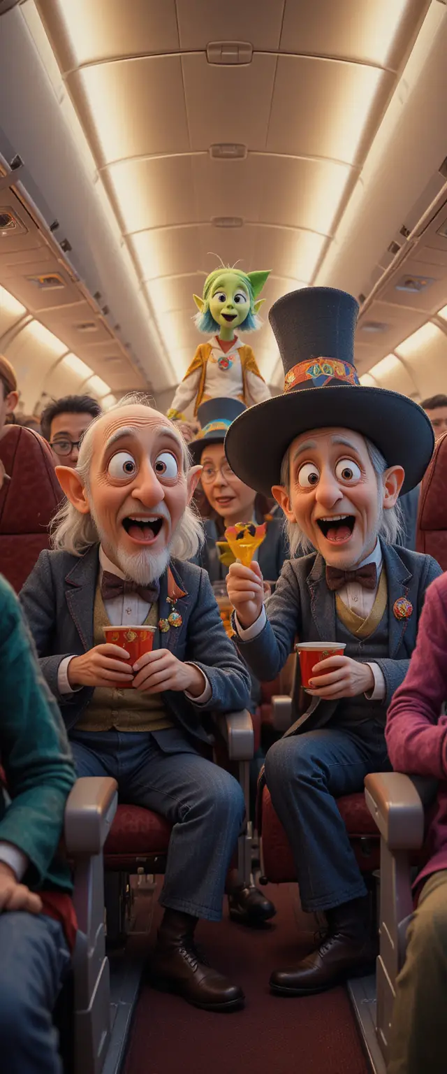 Granjeros ancianos al estilo Pixar comparten sopa de repollo con un alienígena