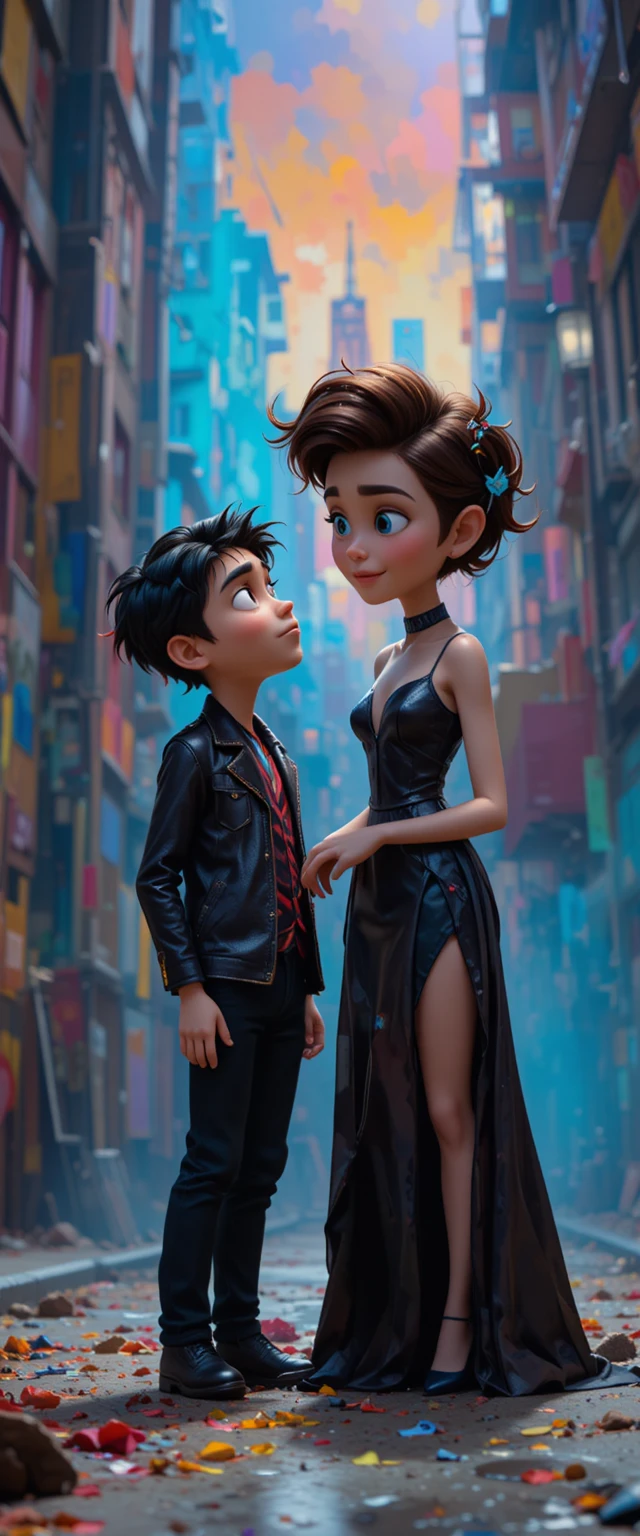 Joven al estilo Pixar frente a una intensa mentora artista