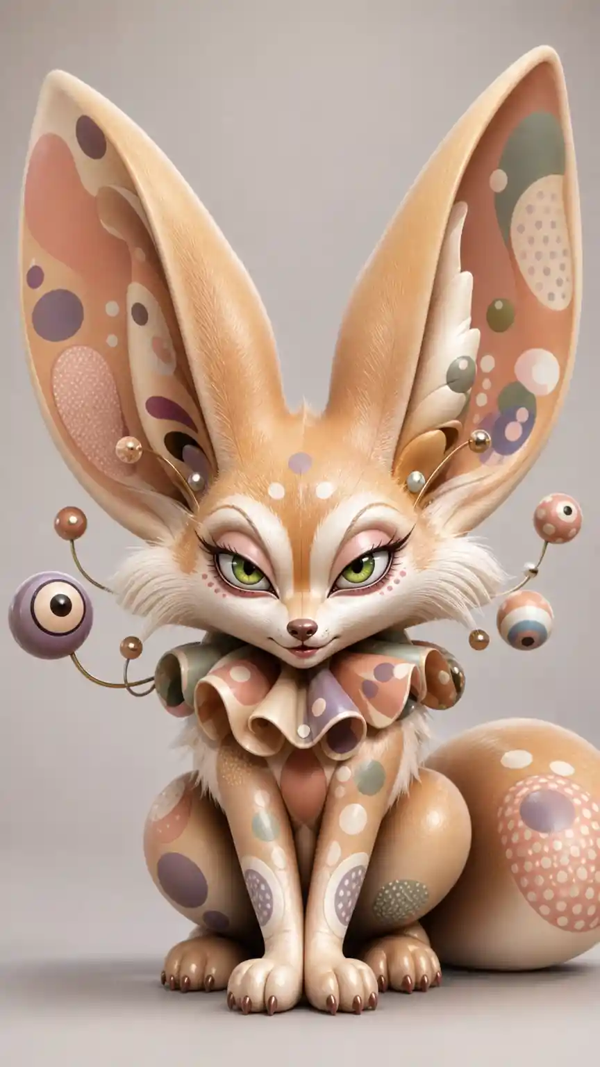 섬뜩한 표정의 3D 카툰 사막여우 초상