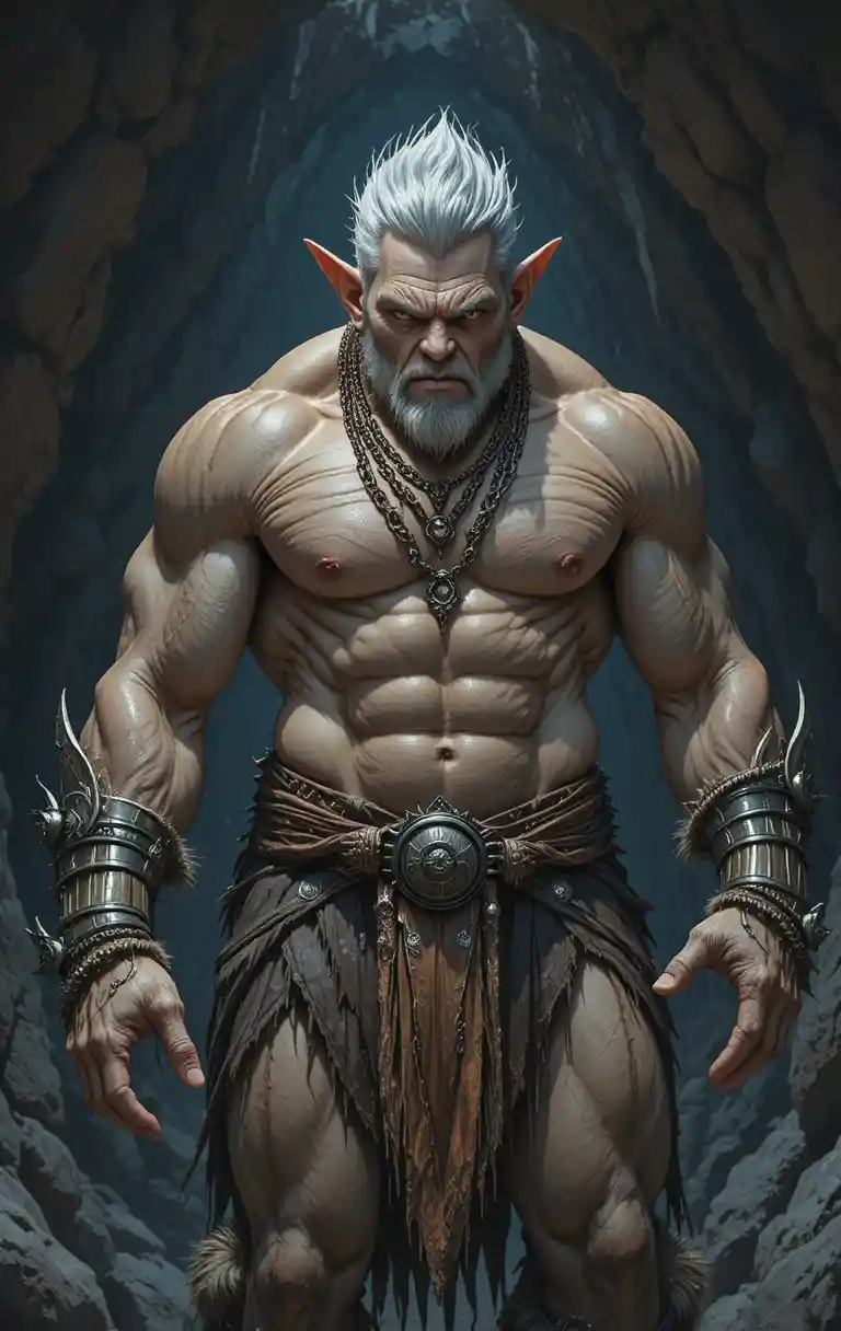 Intimidating Fantasy Troll Warrior In A Shadowy Cave
