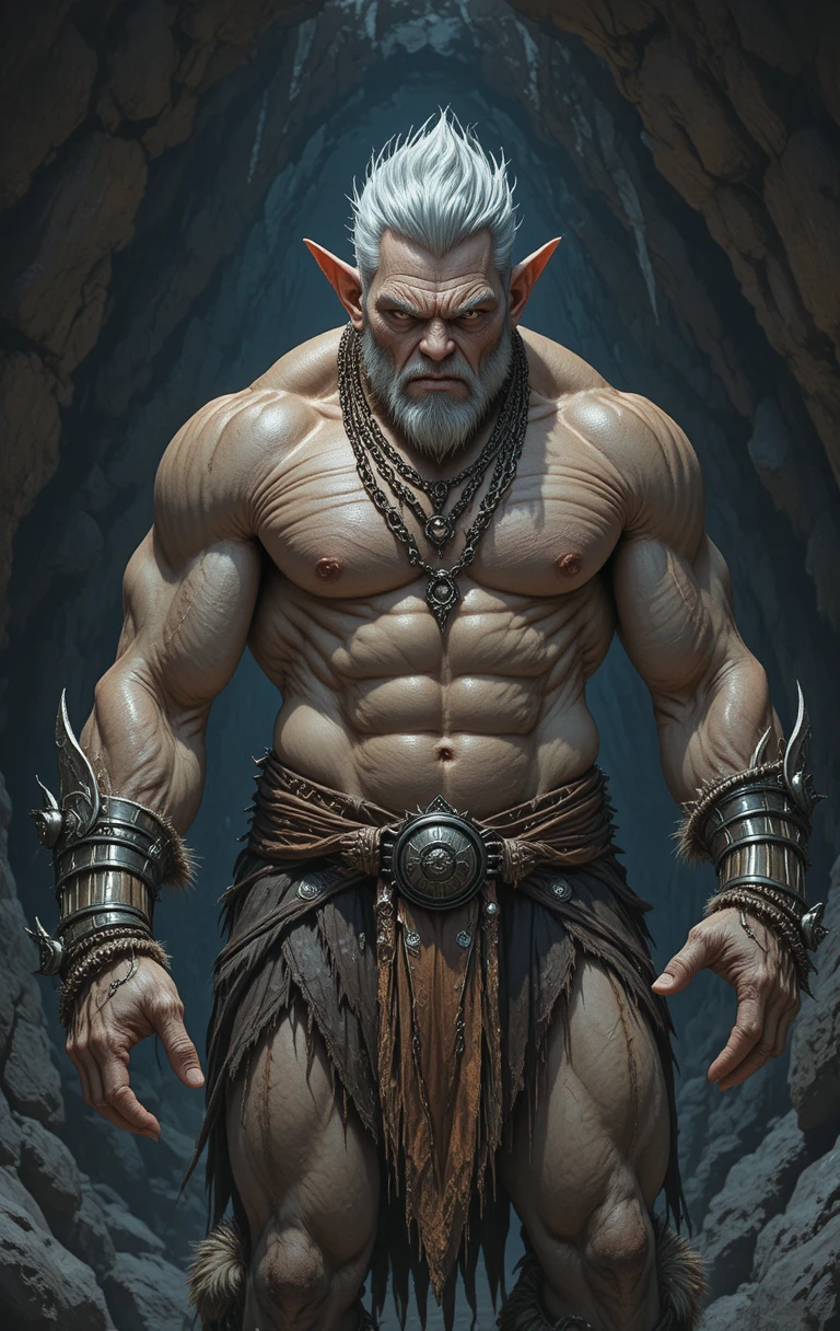 Guerrier Troll Fantastique Intimidant dans une Grotte Sombre