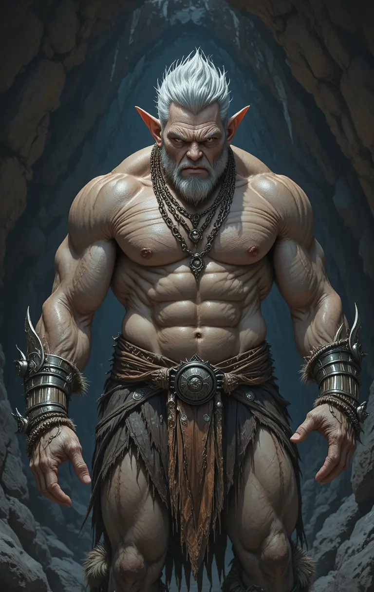 Intimidating Fantasy Troll Warrior In A Shadowy Cave