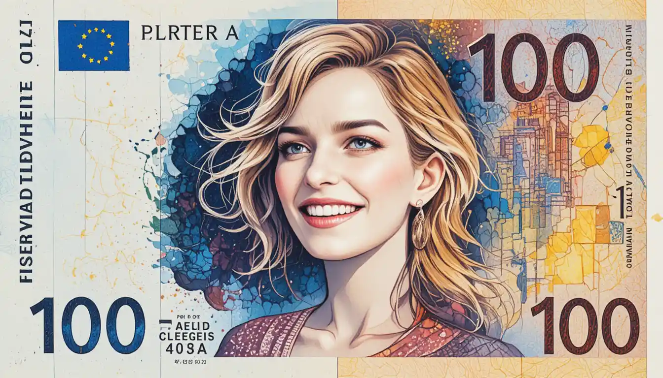 French hundred euro banknote with youthful female portrait