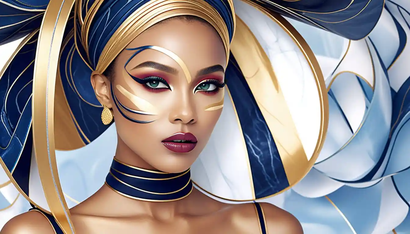 Retrato de belleza afroamericana con sombrero de alta costura vanguardista