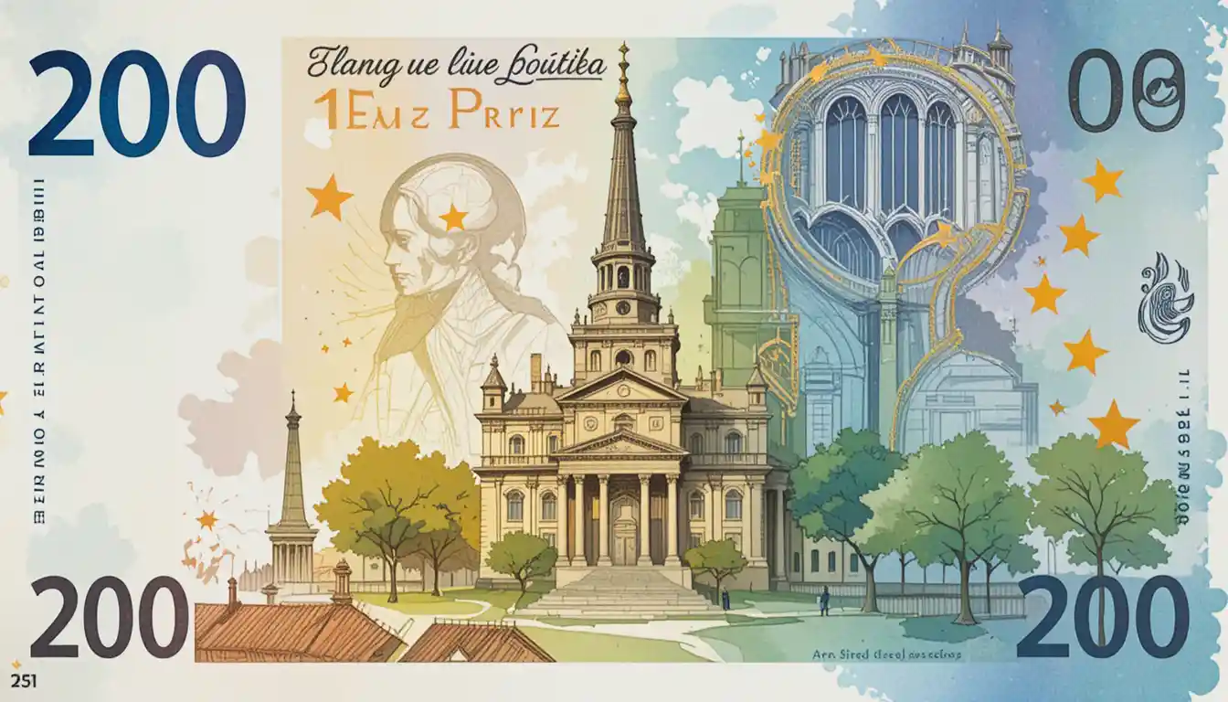 Originaler 200‑Euro-Brettspiel-Geldschein mit französischem Monument