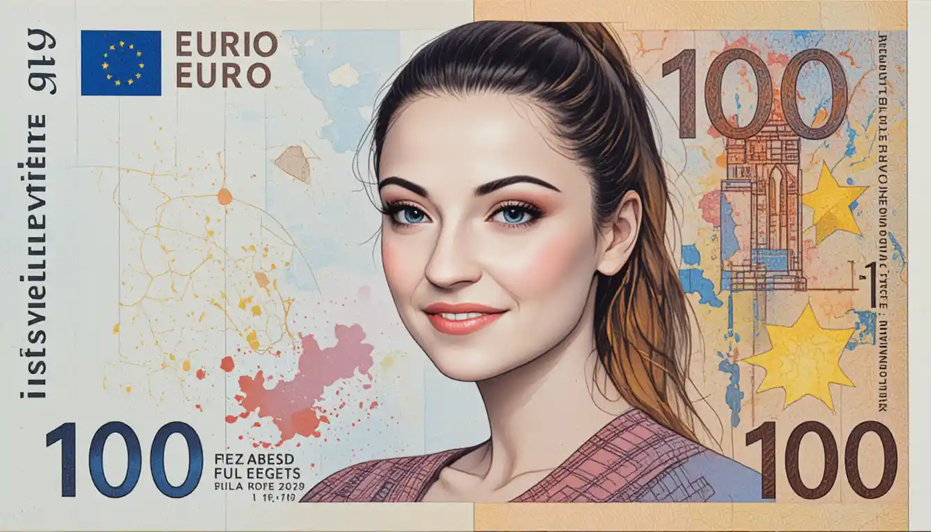 French 100 euro banknote with young woman portrait