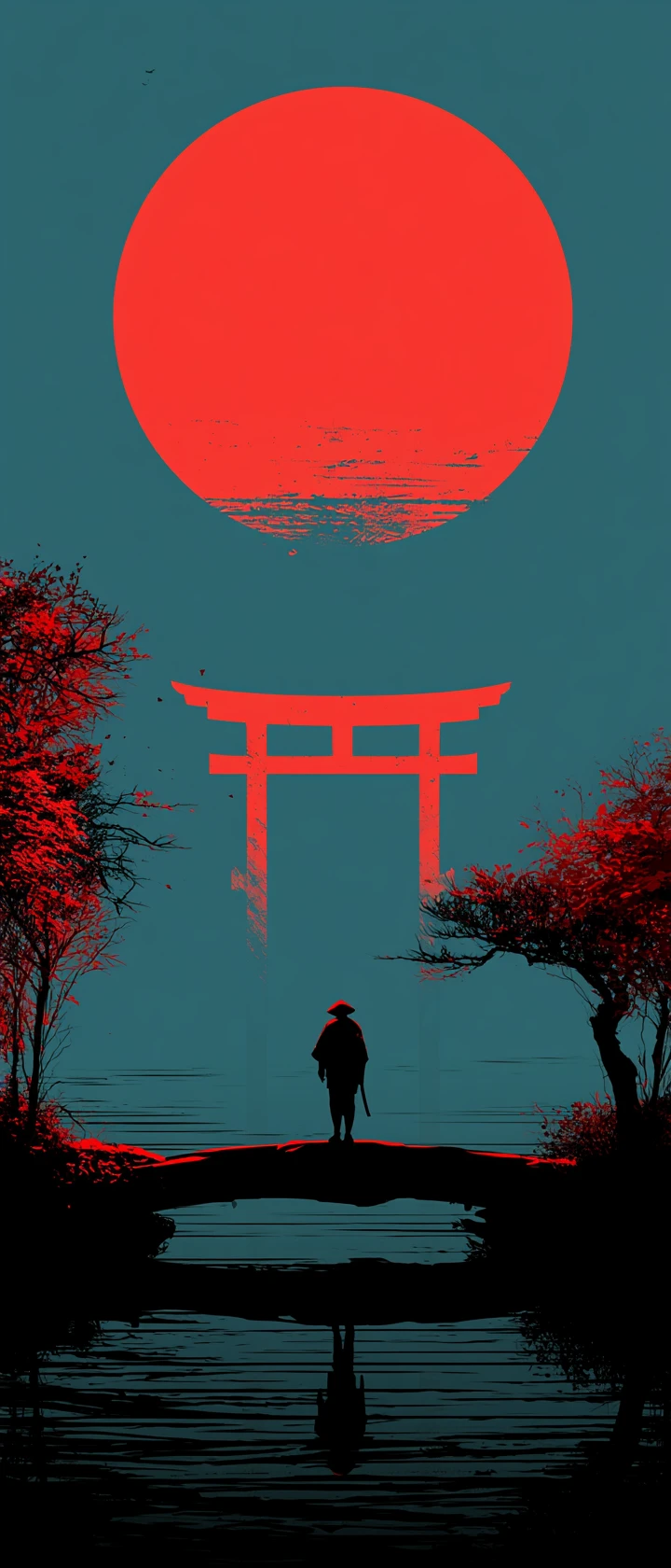 Minimal Japanese illustration with calm creative stillness