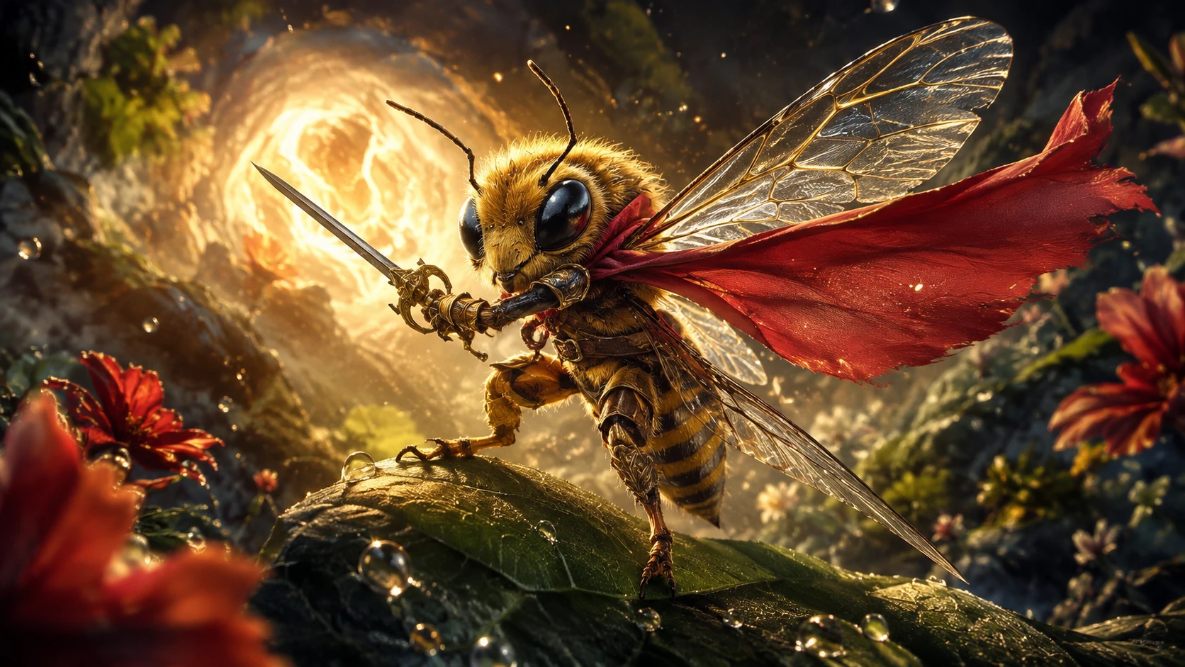 Héroe insecto dinámico en ilustración de fantasía pictórica