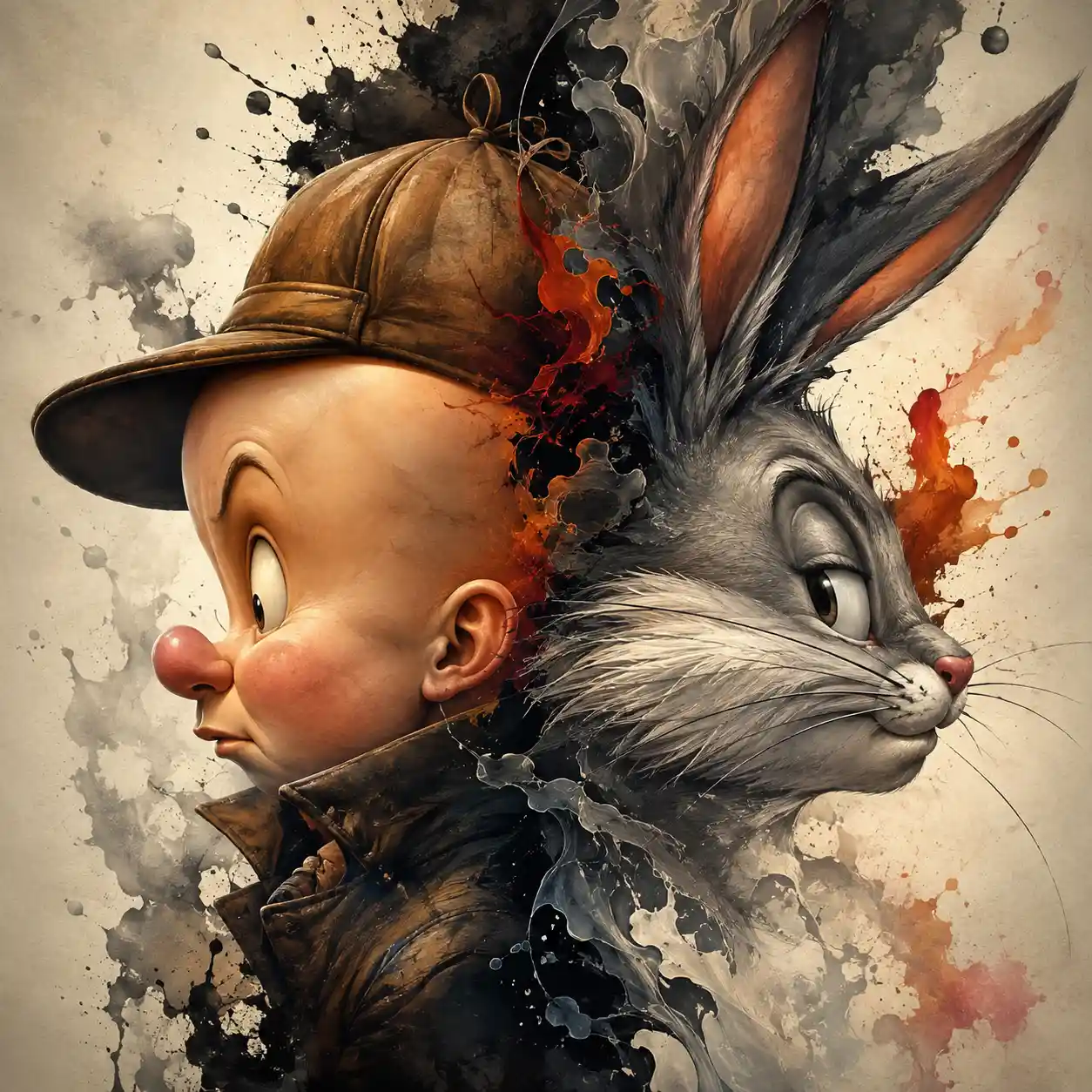 Mythic dual portrait in luminous digital painting style