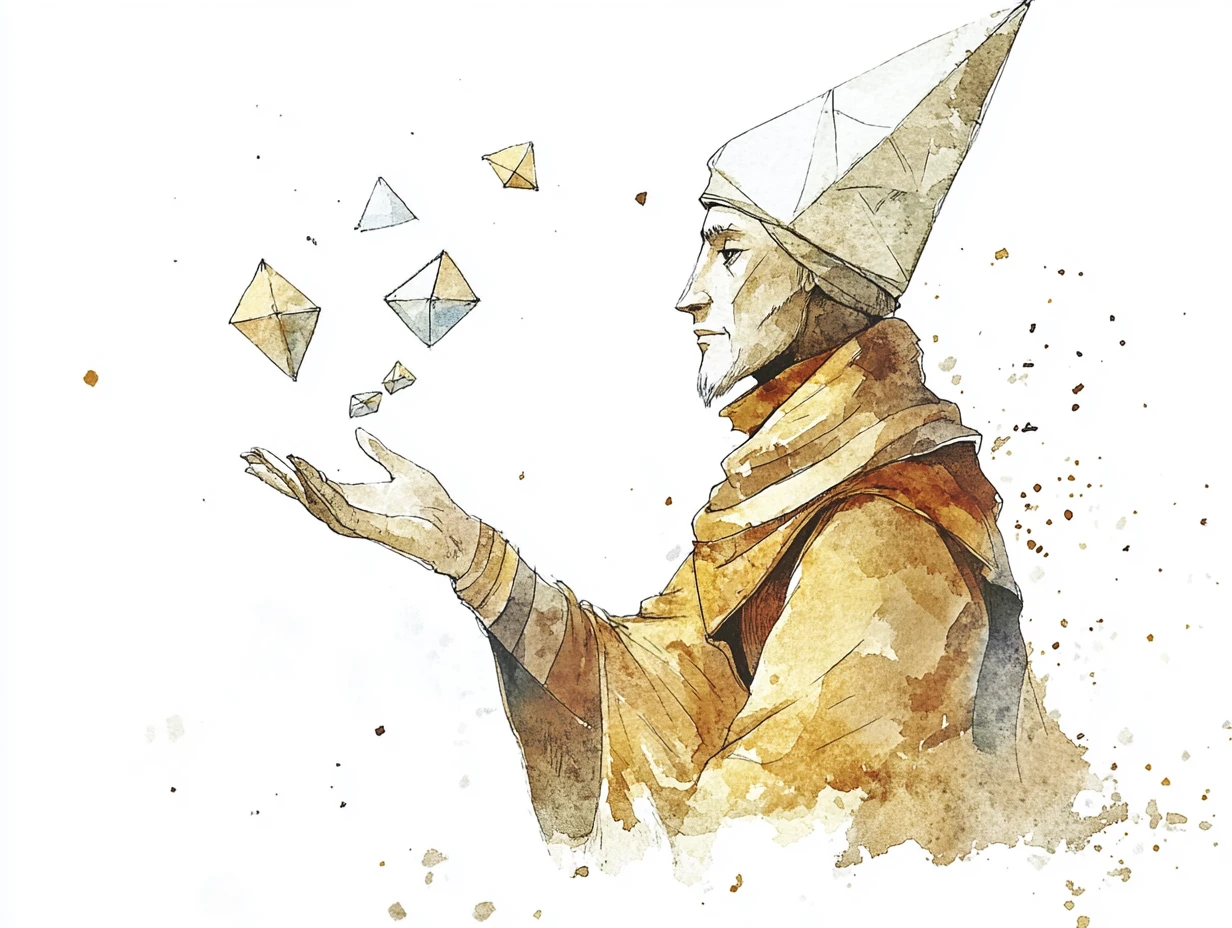 Rey de los sueños en acuarela formado con arena del desierto