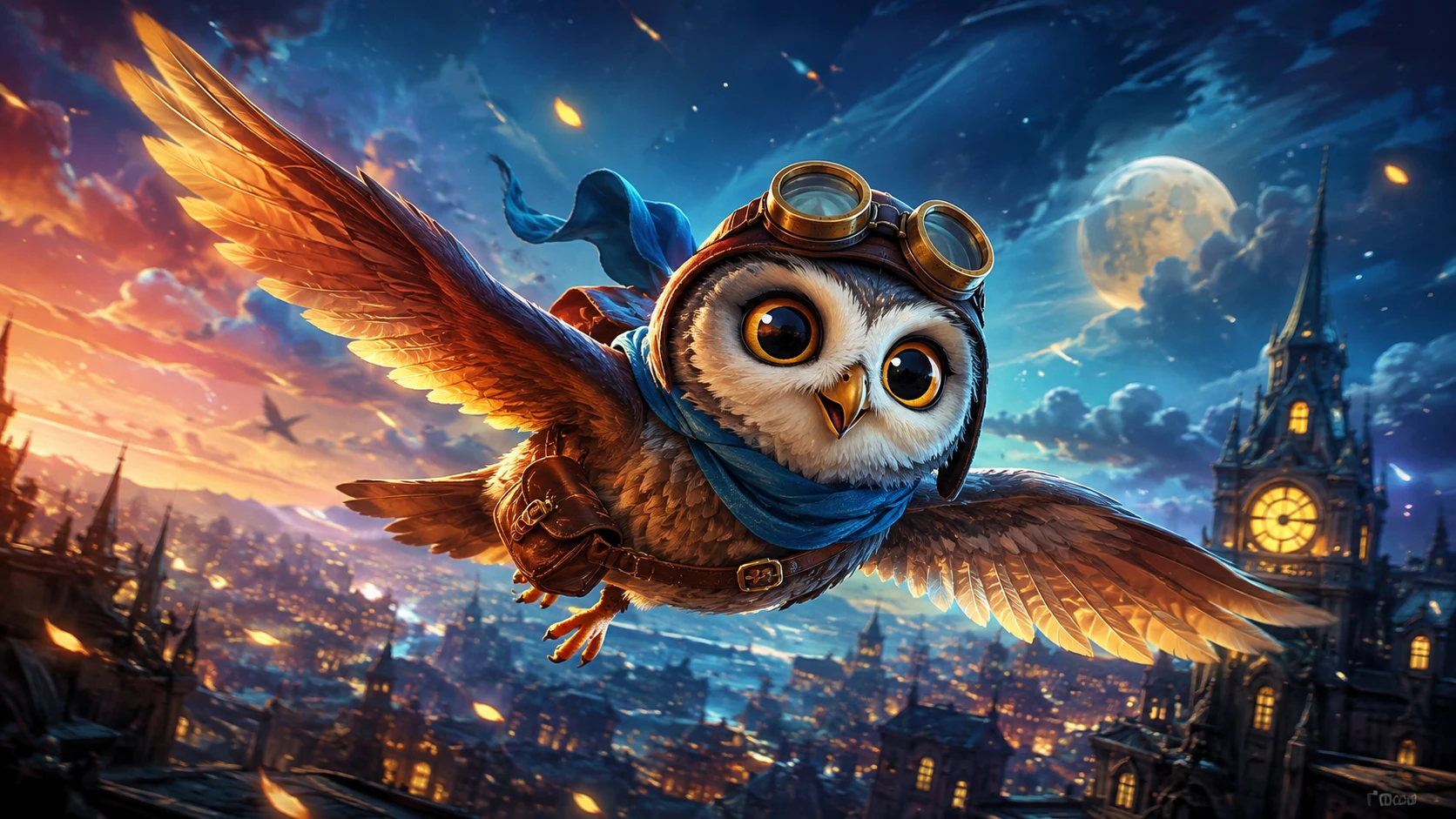 Charming fantasy hero creature in dynamic magical motion