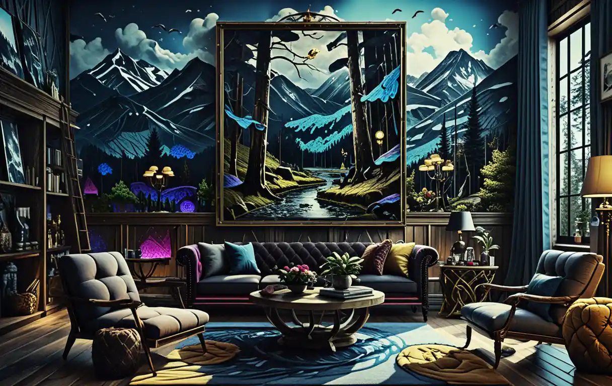 Dunkle Fantasy-Galerie mit Gemälden von Waldbränden in Montana