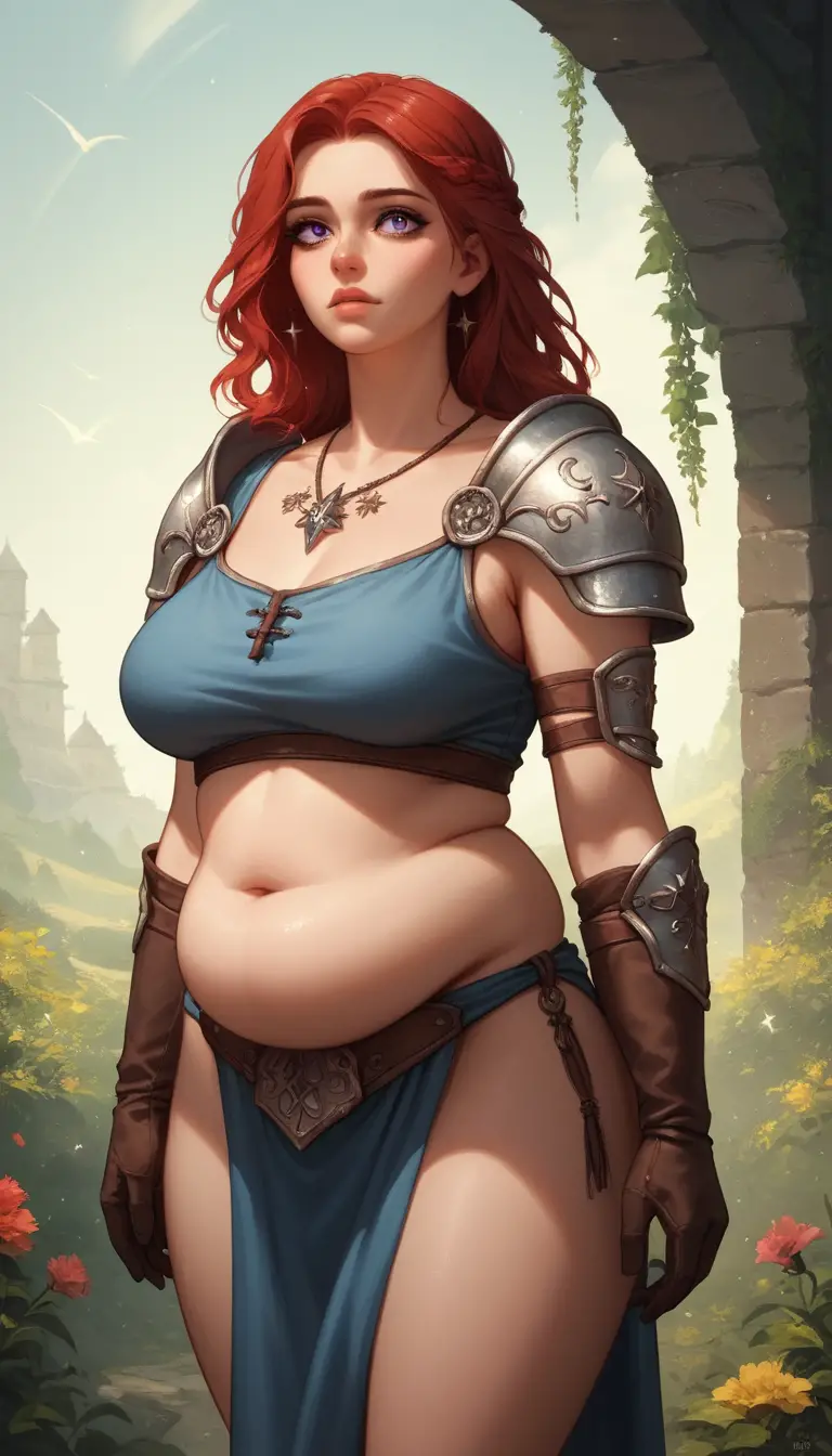 Anime adventurer woman by a quiet twilight oasis