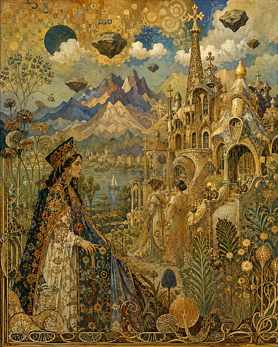 Paisaje Fantástico Ornamental que Combina Múltiples Estilos Artísticos