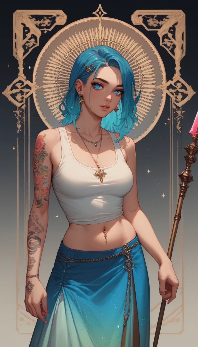 寧靜開闊景色中的奇幻長槍動漫少女