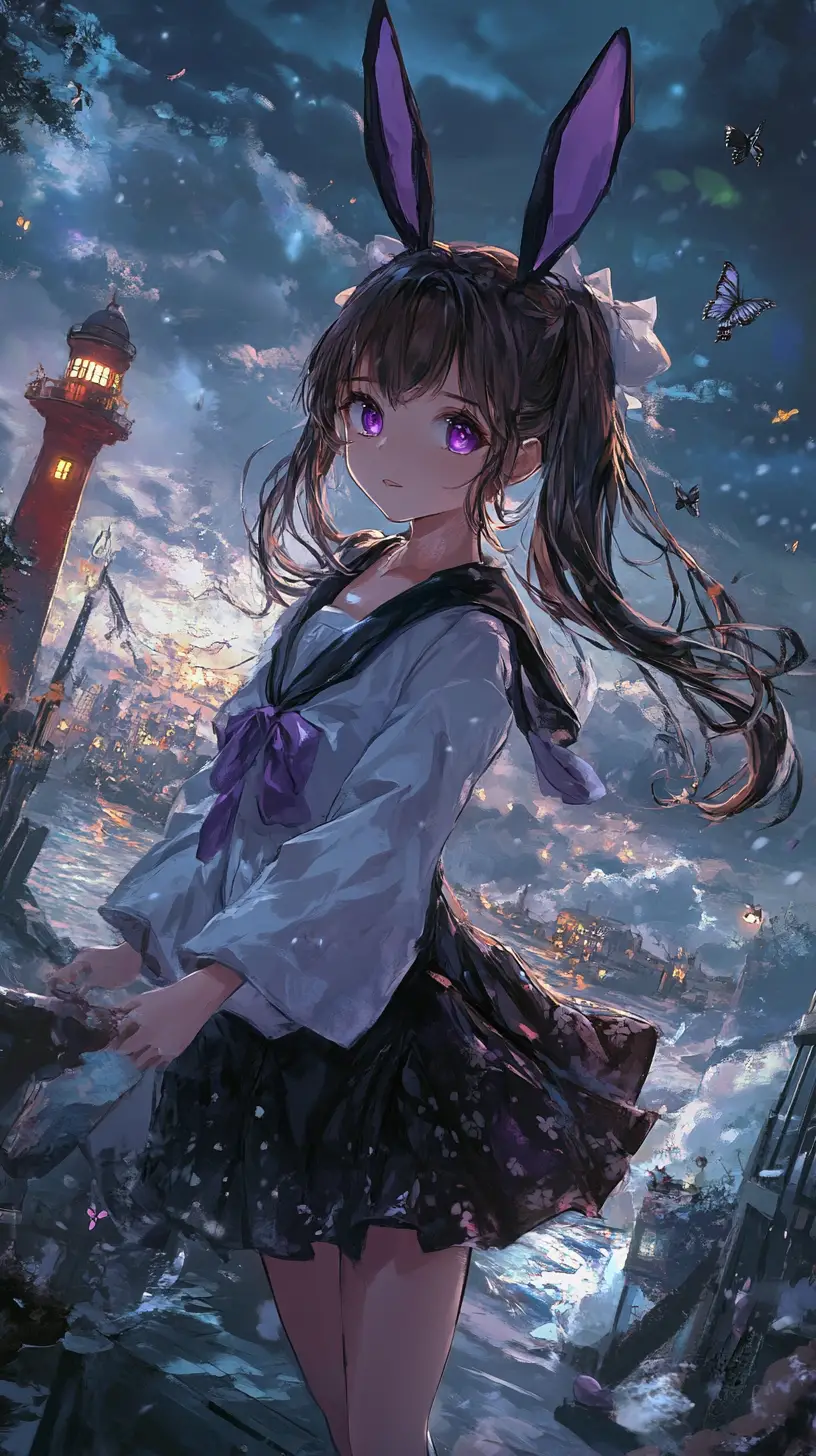 Chica de anime lanzando magia verde en antiguas ruinas