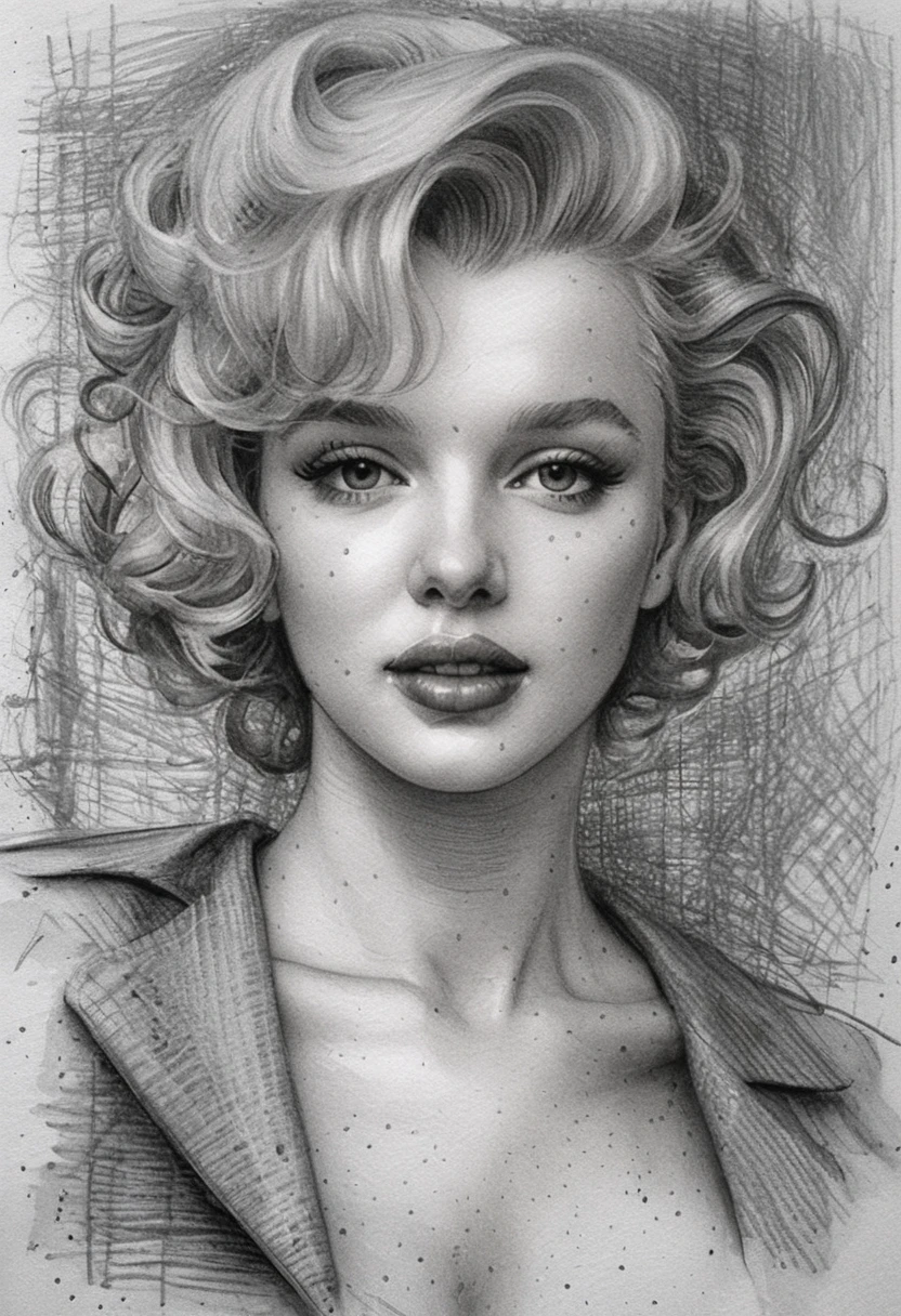 Graphite portrait of Marilyn Monroe with iconic smile