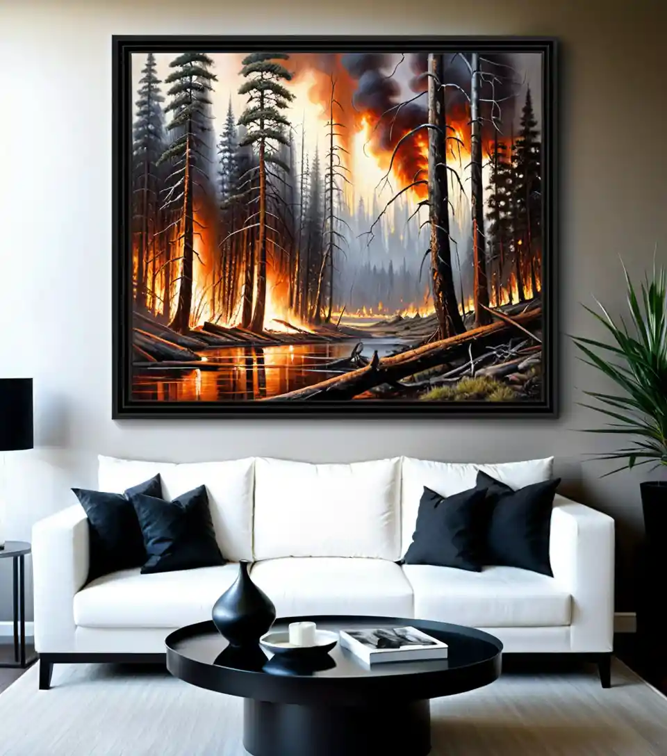 Dramatic forest wildfire across northwest montana mountain landscape