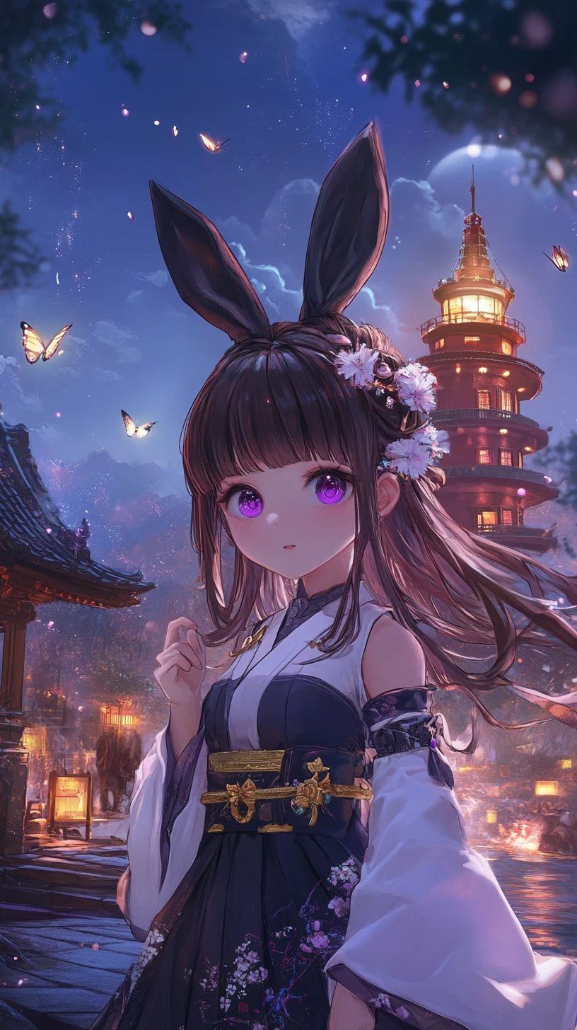 Anime girl with glowing green crystal in ancient ruins