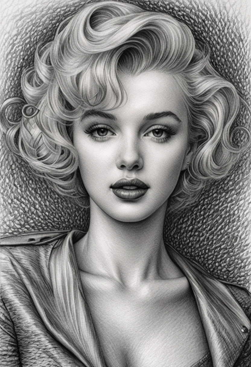 Grafit-Nahporträt von Marilyn Monroe mit strahlendem Lächeln