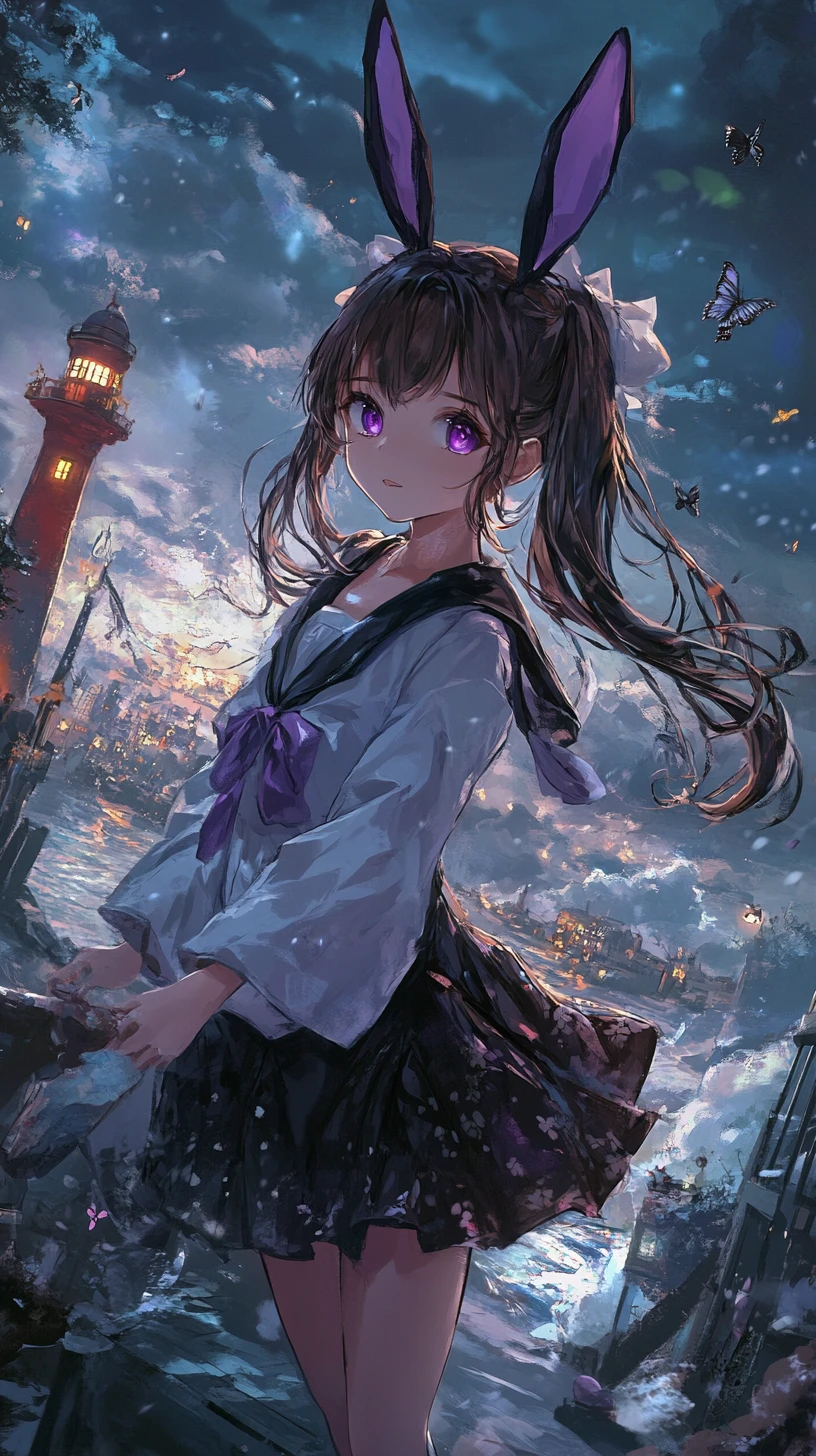 Anime girl casting green magic in ancient ruins