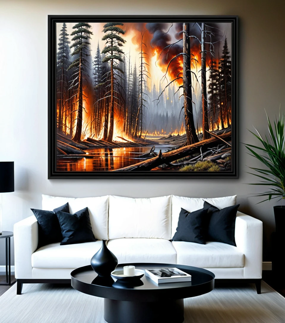 Dramatic forest wildfire across northwest montana mountain landscape