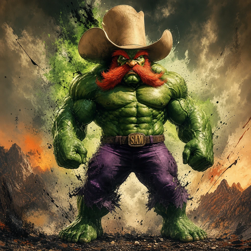 Mythische Superheldenfigur im lebendigen digitalen Fantasiestil