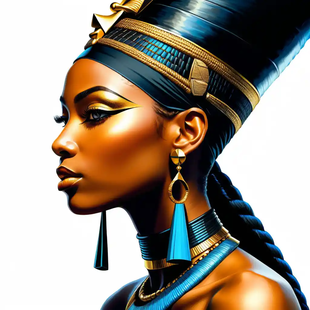 Mujer africana regia como faraona egipcia surreal en retrato