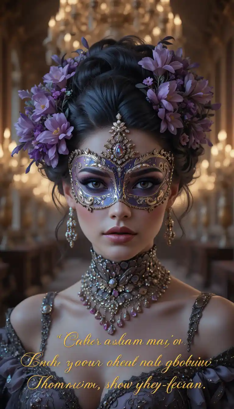Venezianisches Maskenball-Modeporträt einer maskierten Frau