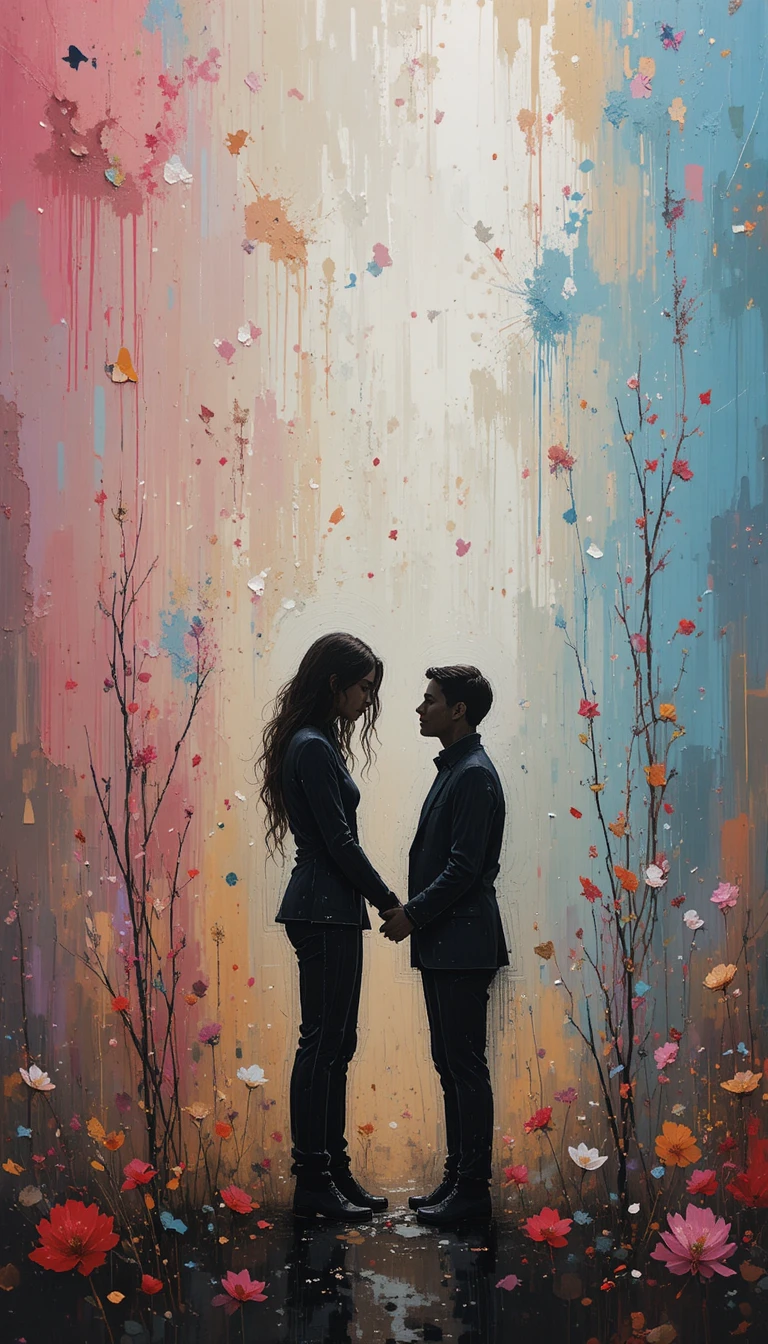 Abstract colors expressing the complex feeling of love and goodbye