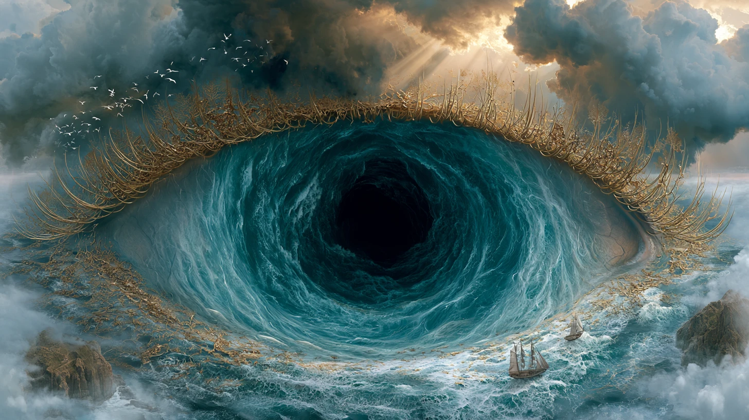 Gigantesco ojo surreal del océano visto desde arriba