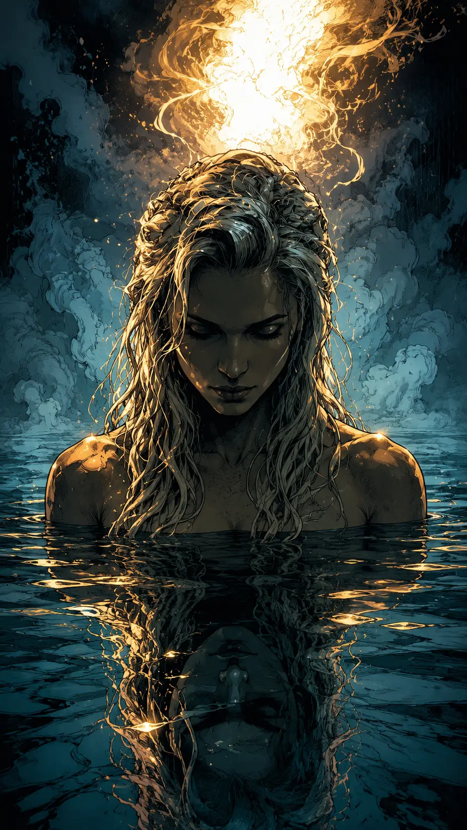 Dark fantasy comic character in bold ink illustration