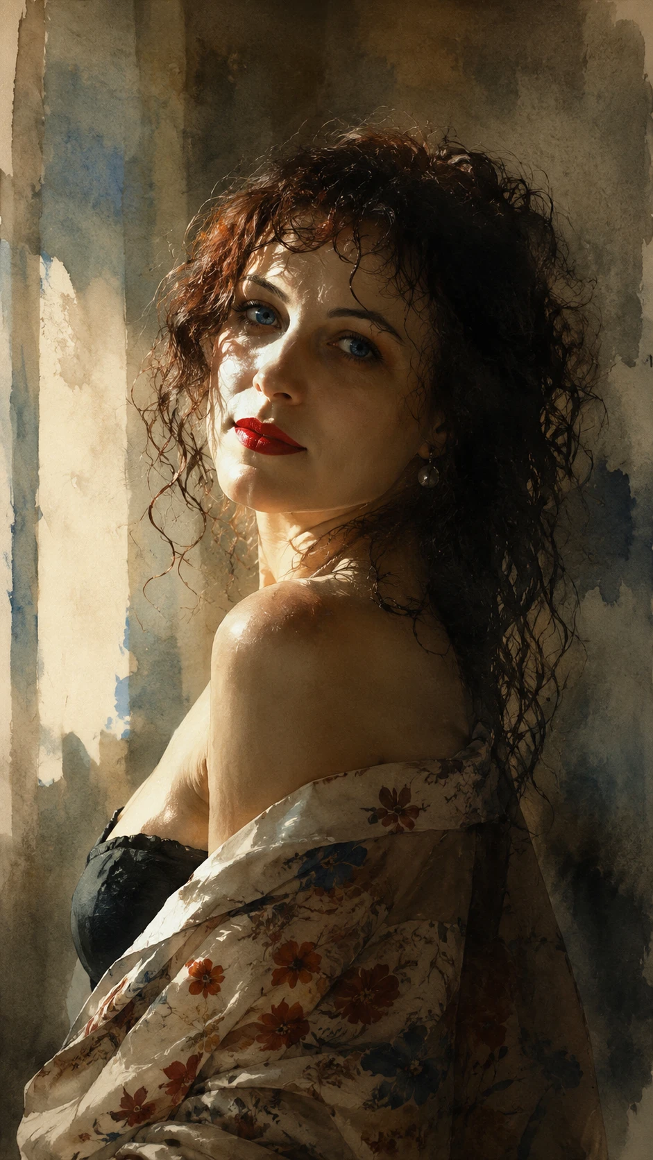 Dreamlike close up portrait of a young woman
