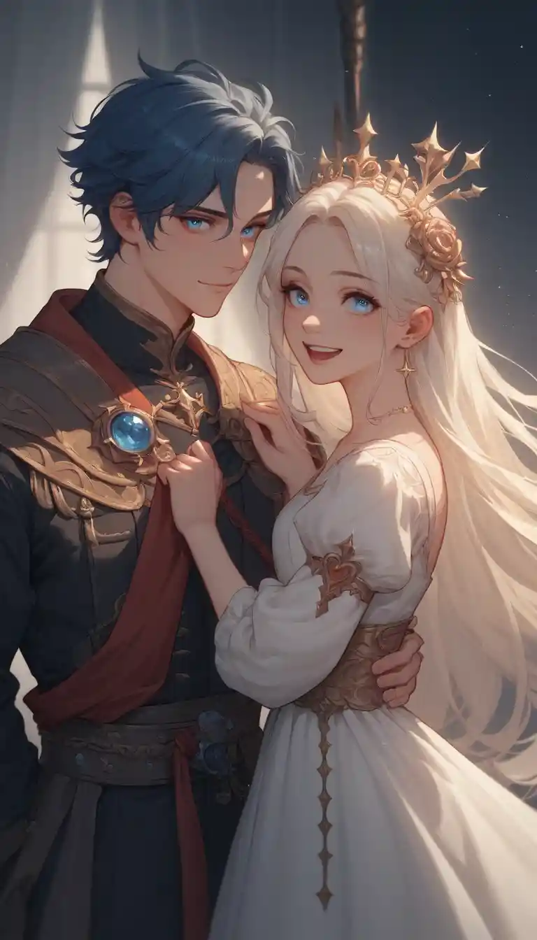 Anime-Mädchen und junger Junge teilen einen zärtlichen romantischen Moment