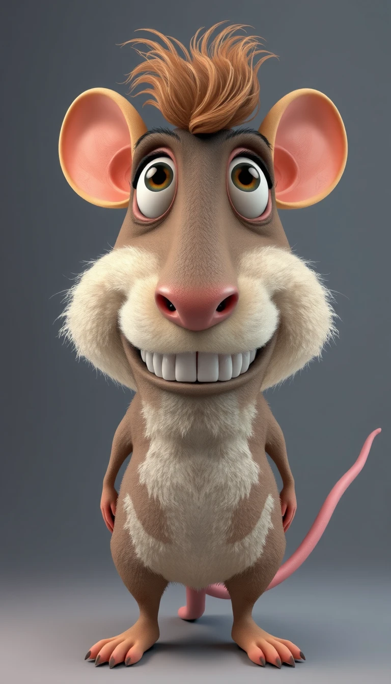 Cartoon rat character in detailed 3D studio portrait