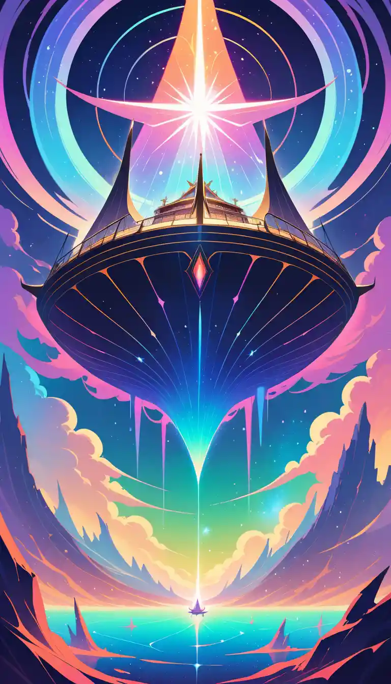 Ghostly galleon sailing through a vibrant cosmic nebula