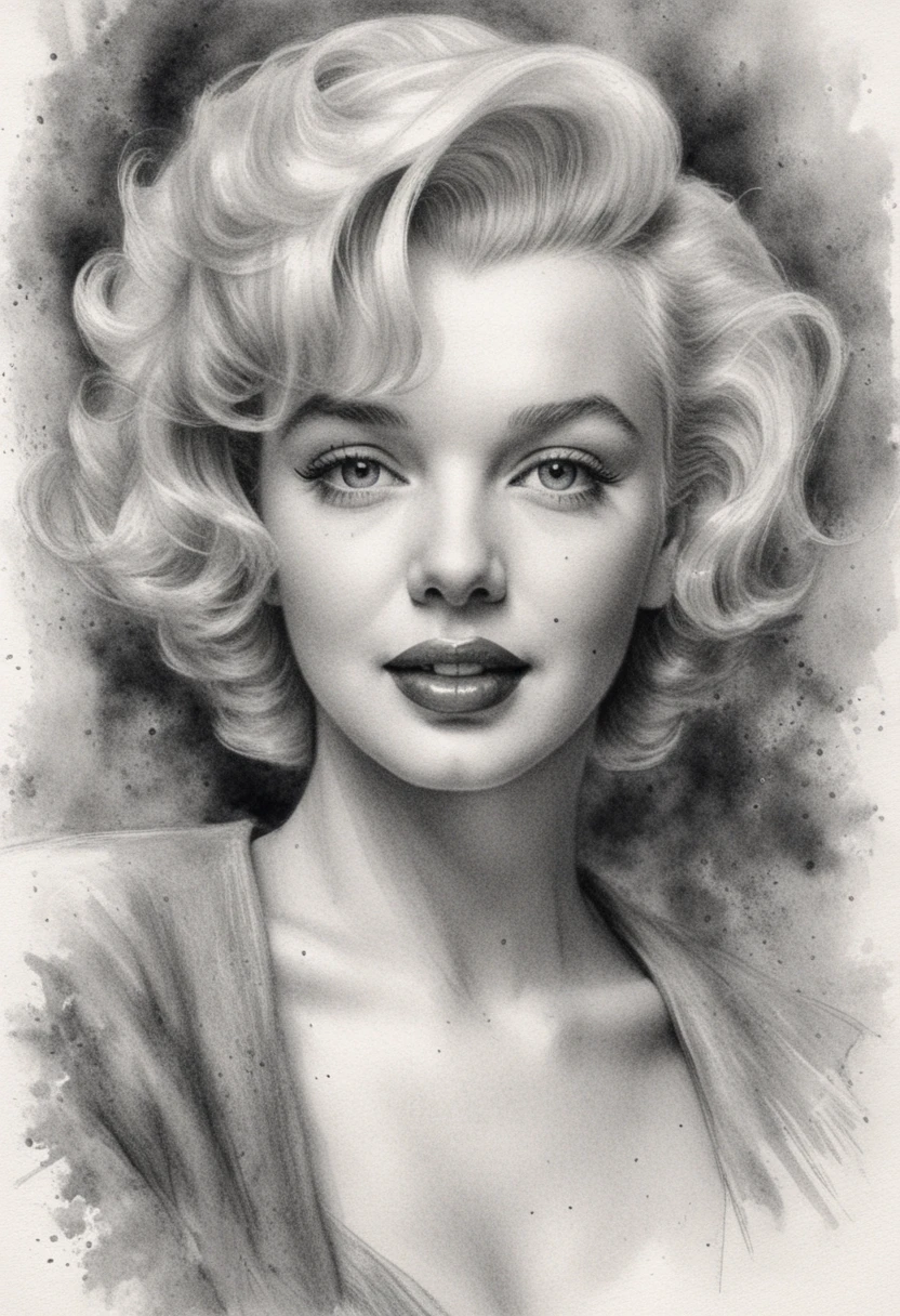 Graphite portrait of a smiling woman with classic curls